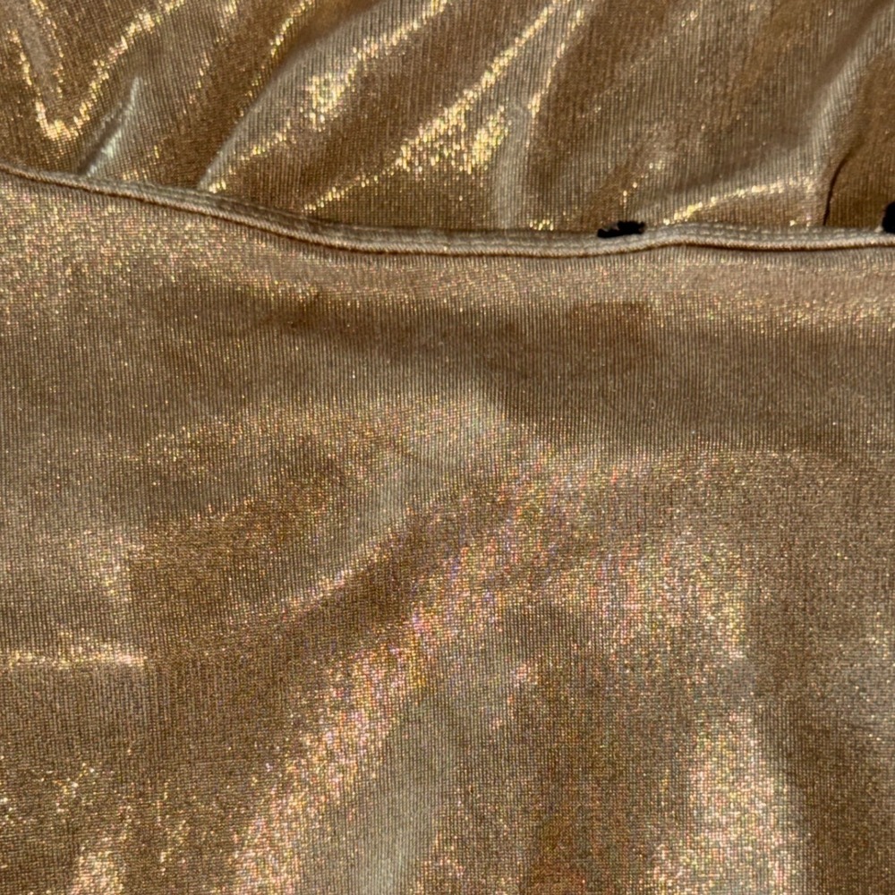 Vintage Bebe Gold Metallic Halter Mini Dress Y2K Chain Neck  S - Picture 5 of 7